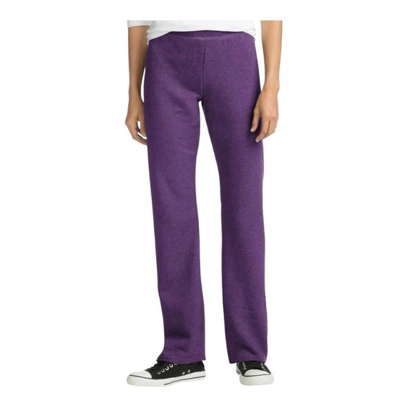 Hanes EcoSmart Fleece Sweatpants Open Bottom Legs Violet‎ Purple Women Size 2XL - Picture 2 of 8